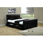 Deluxe Leather King Single Bed with 6 drawers- Black